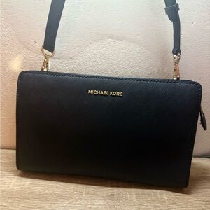Michael Kors Black Crossbody Bag with Gold Accents